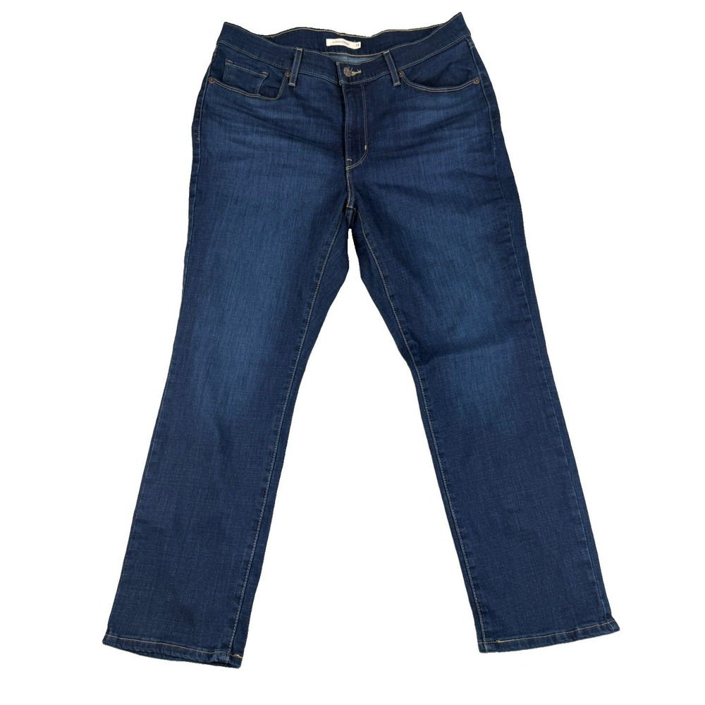 Levis Womens Jeans 14 Classic Straight W32 L28 Dark Wash Blue Denim Stretch - Picture 2 of 8